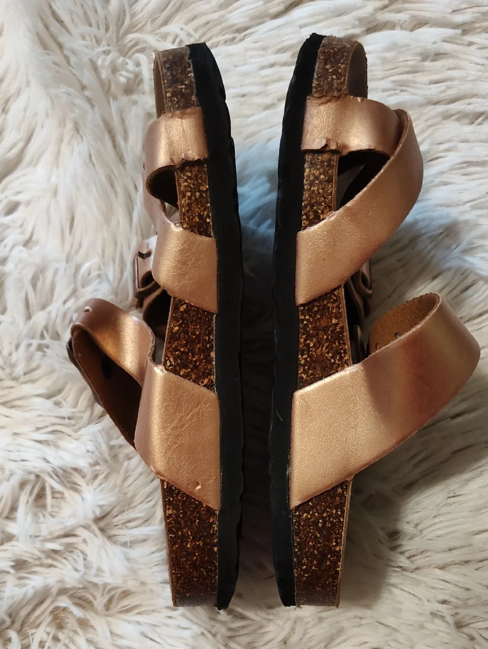Aloha Island Little Girls Lil Birdie Sandals Metallic Rose Gold Buckles Size 10